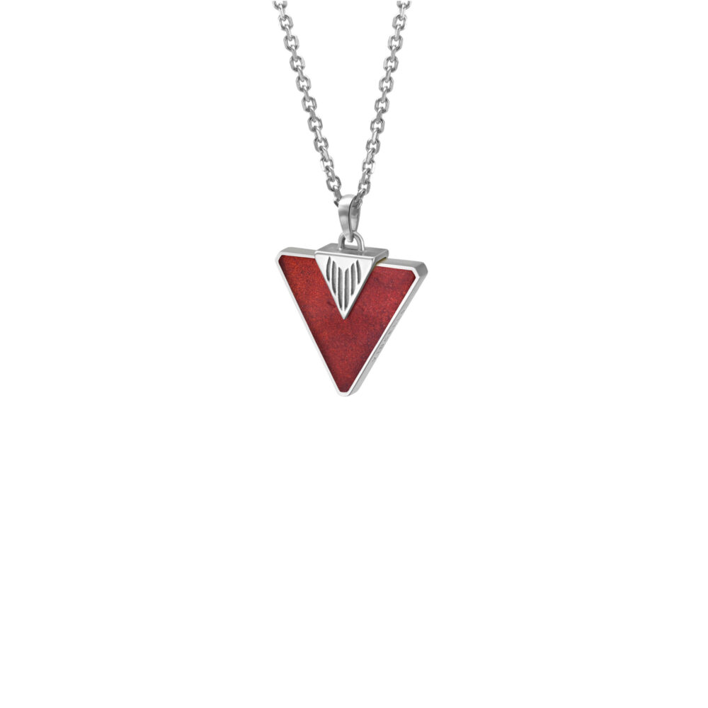 VINCELLS CONTENTI pendant in white gold with red wine stone