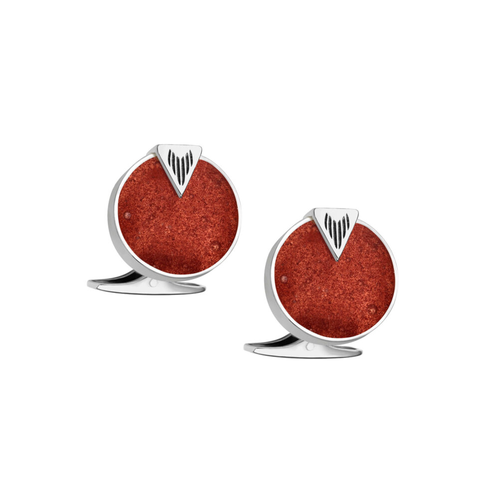 VINCELLS SIMULTAS cufflinks in white gold with red wine stone