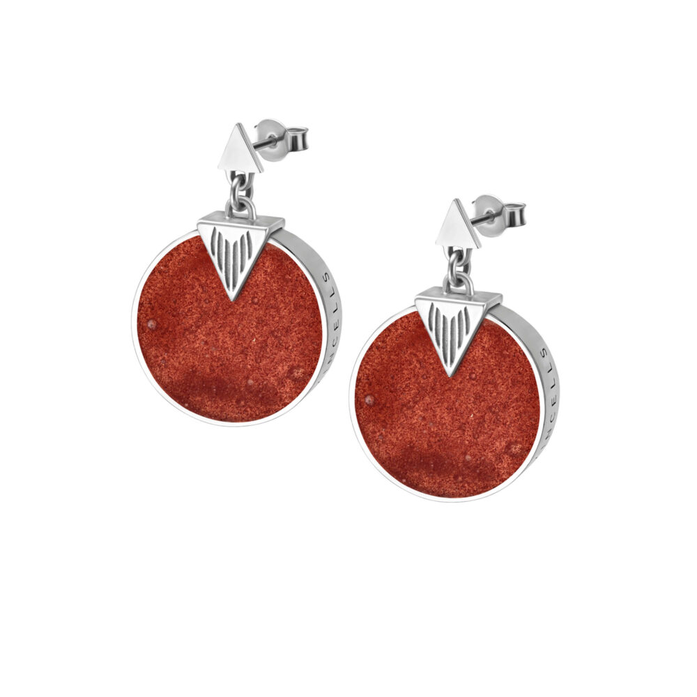 VINCELLS SIMULTAS earrings in white gold with red wine stone