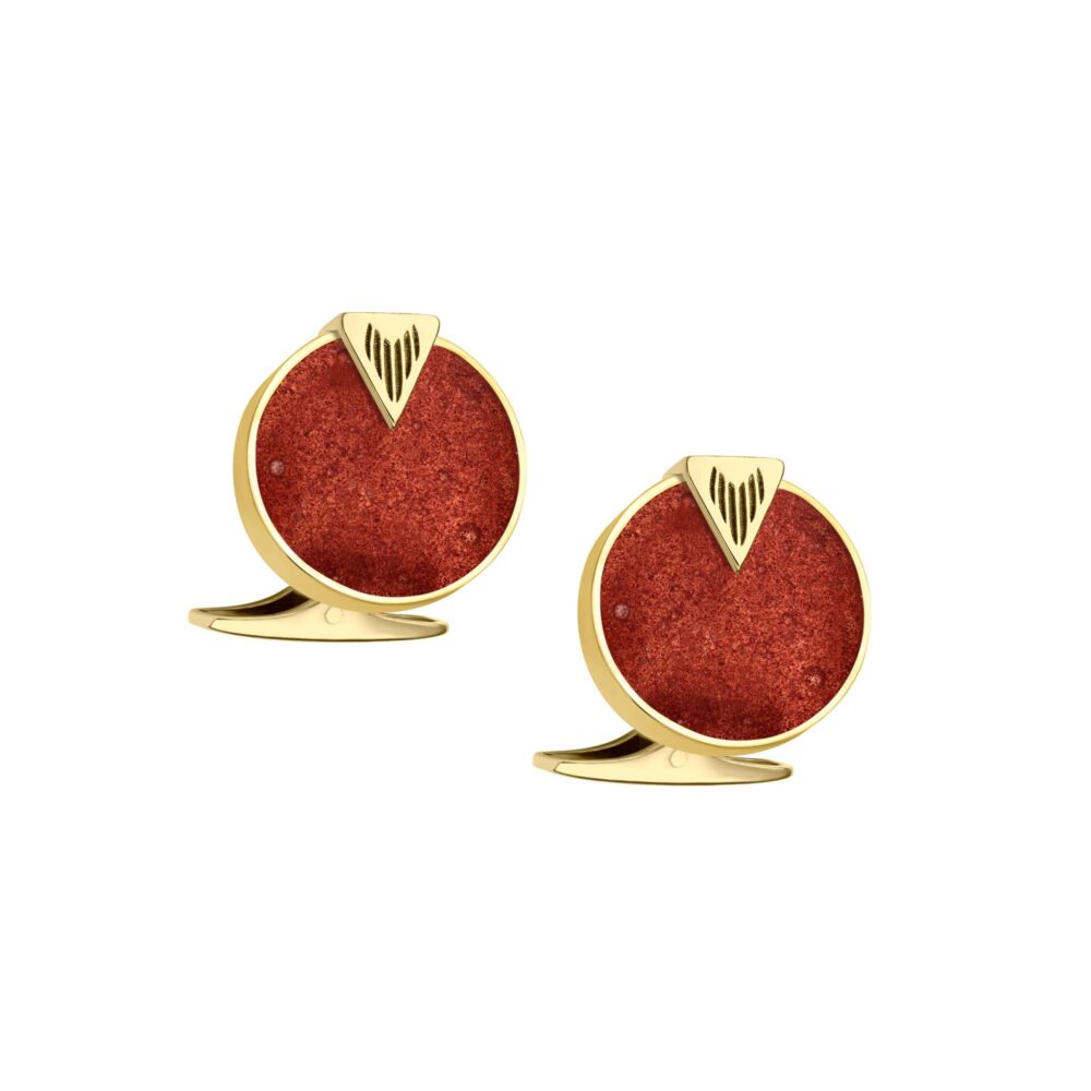 VINCELLS SIMULTAS cufflinks in yellow gold with red wine stone