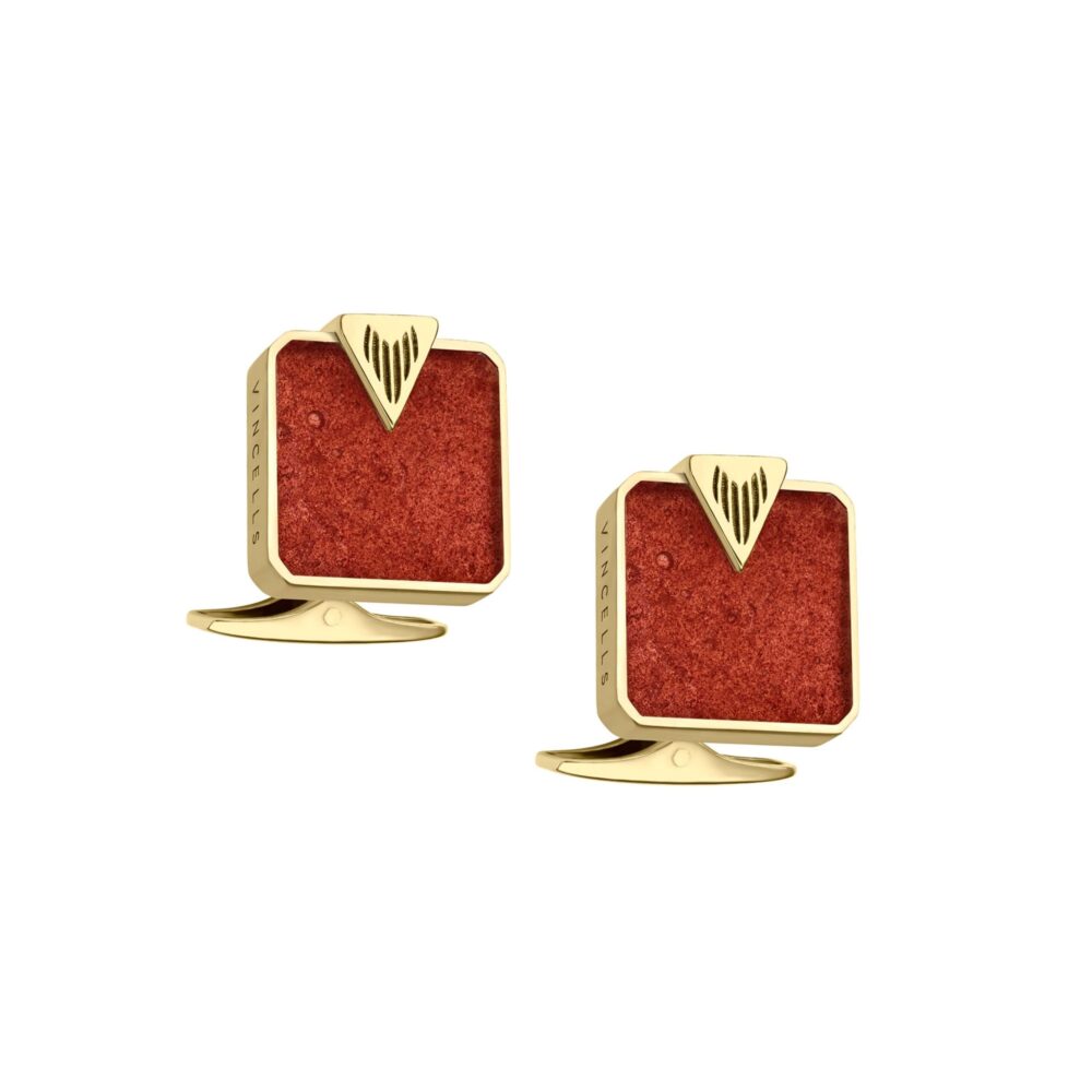 VINCELLS LIBERATUS cufflinks in yellow gold with red wine stone