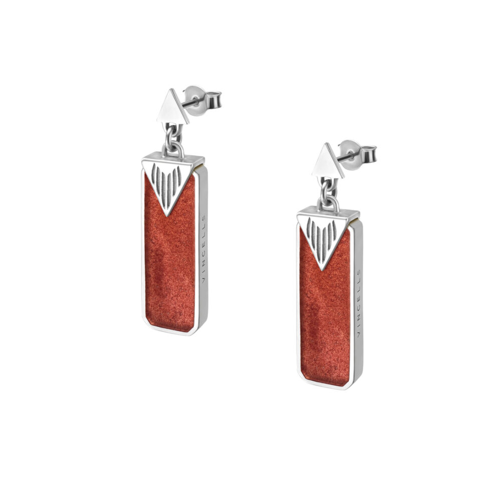 VINCELLS REMISIT earrings in white gold with red wine stone