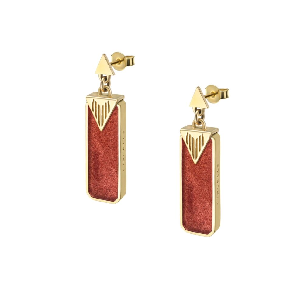VINCELLS REMISIT earrings in yellow gold with red wine stone