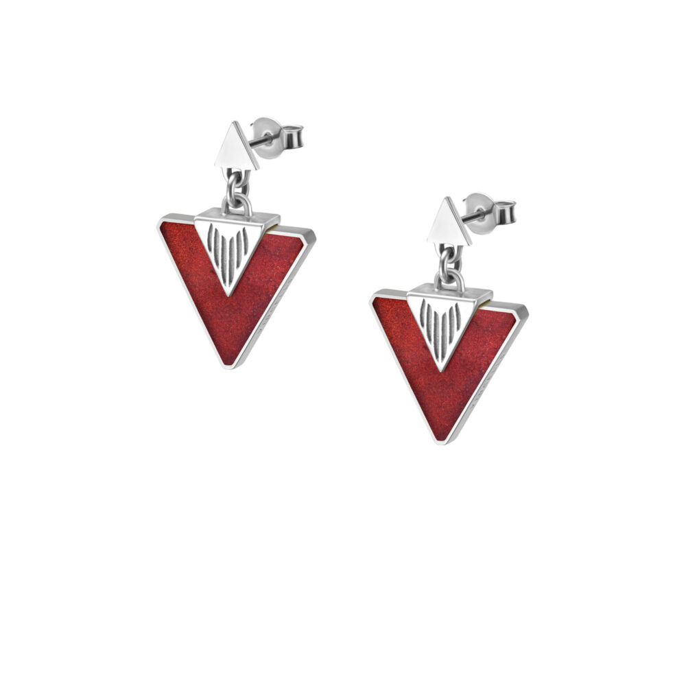 VINCELLS CONTENTI earrings in white gold with red wine stone