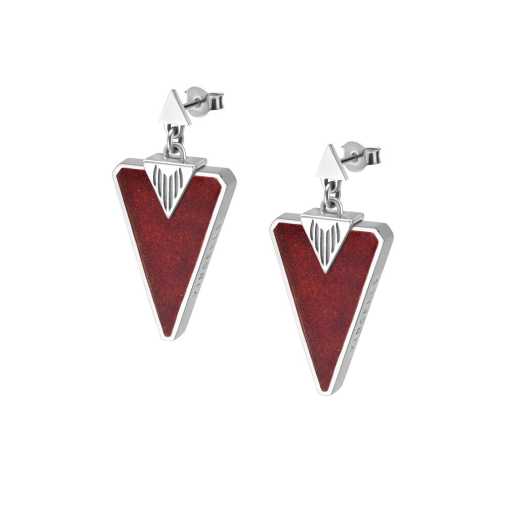 VINCELLS ATTENTUM earrings in white gold with red wine stone