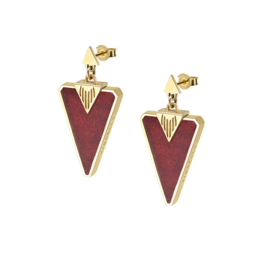 VINCELLS ATTENTUM earrings in yellow gold with red wine stone