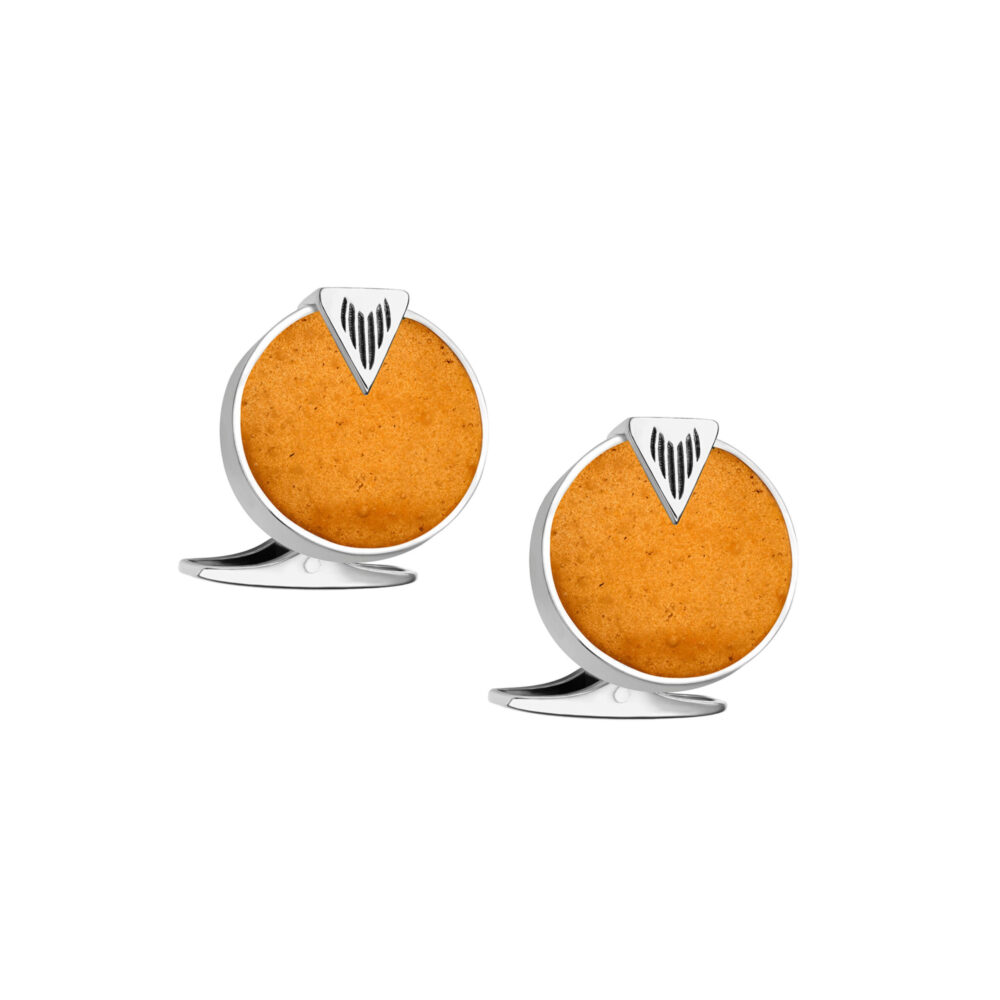 VINCELLS SIMULTAS cufflinks in white gold with white wine stone