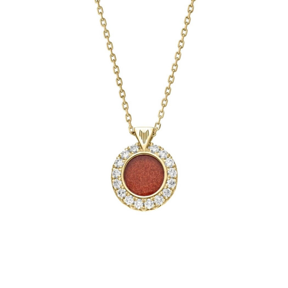 VINCELLS MIRABILITAS FAMILIA pendant in yellow gold with red wine stone