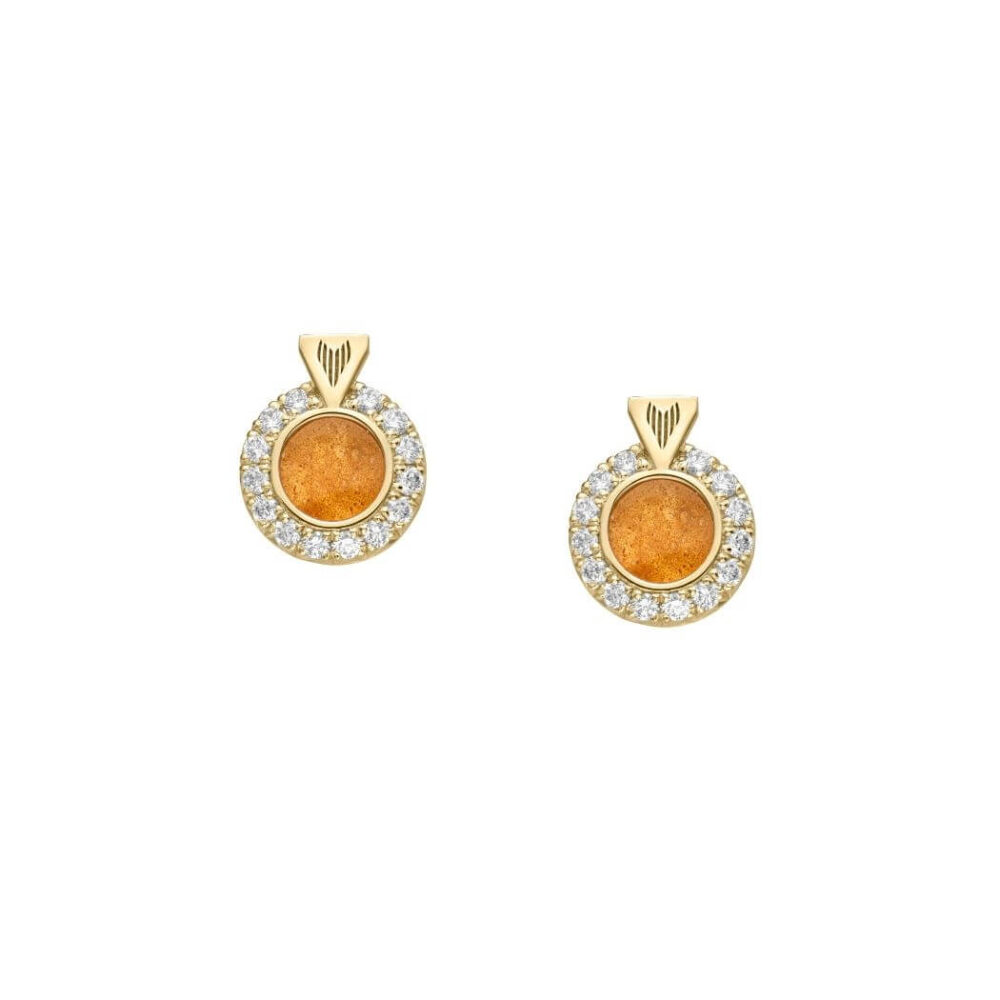 VINCELLS MIRABILITAS FRATRUM earrings in yellow gold with white wine stone