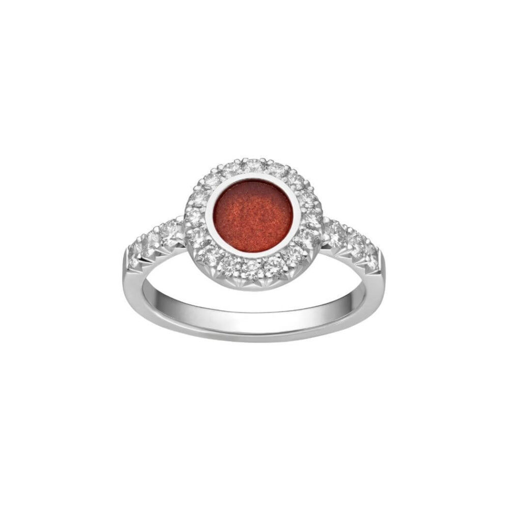 VINCELLS MIRABILITAS GRATIA ring in white gold with red wine stone