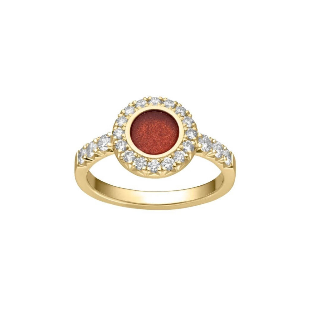 VINCELLS MIRABILITAS GRATIA ring in yellow gold with red wine stone