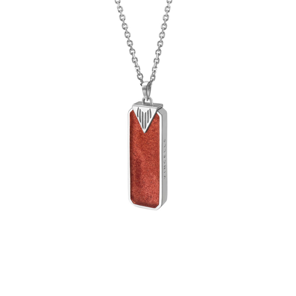 VINCELLS REMISIT pendant in white gold with red wine stone
