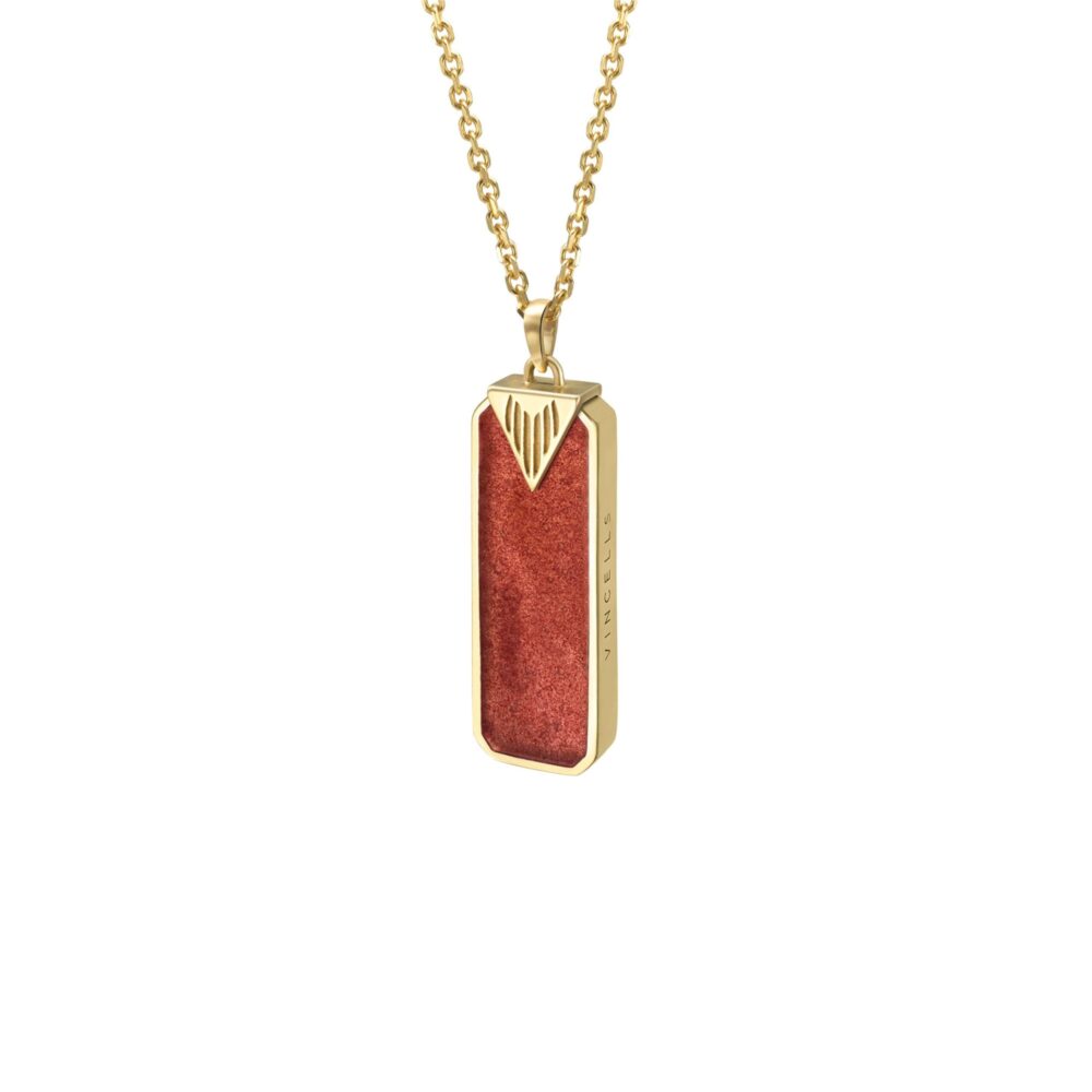 VINCELLS REMISIT pendant in yellow gold with red wine stone
